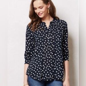 Anthropologie Maeve Polka Dot Blouse